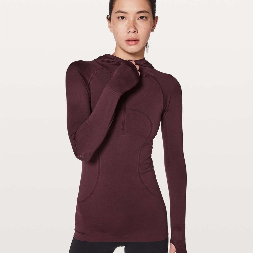 Lululemon Athletica Swiftly Tech Hooded 1/2 Zip in Redwood Women's size 4